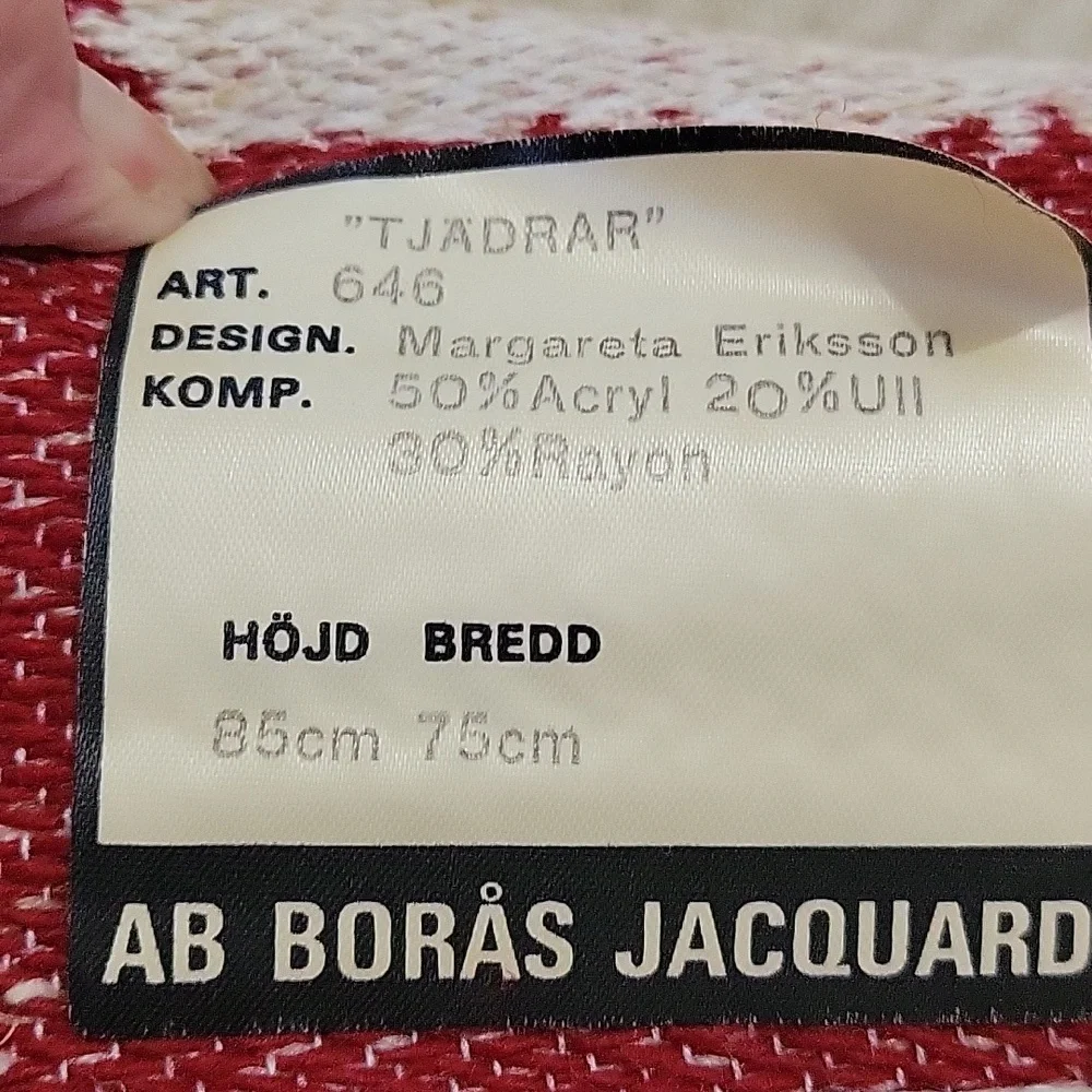 Margareta Eriksson Red and Cream Turkey/ Rooster Wall Tapestry